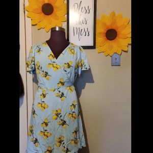 Lemon blue wrap dress